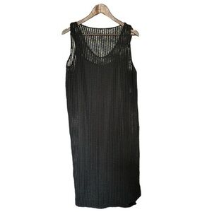 all:row Long Black Sleeveless Dress Size L Scoop Neck Crotchet Dress Slip Dress